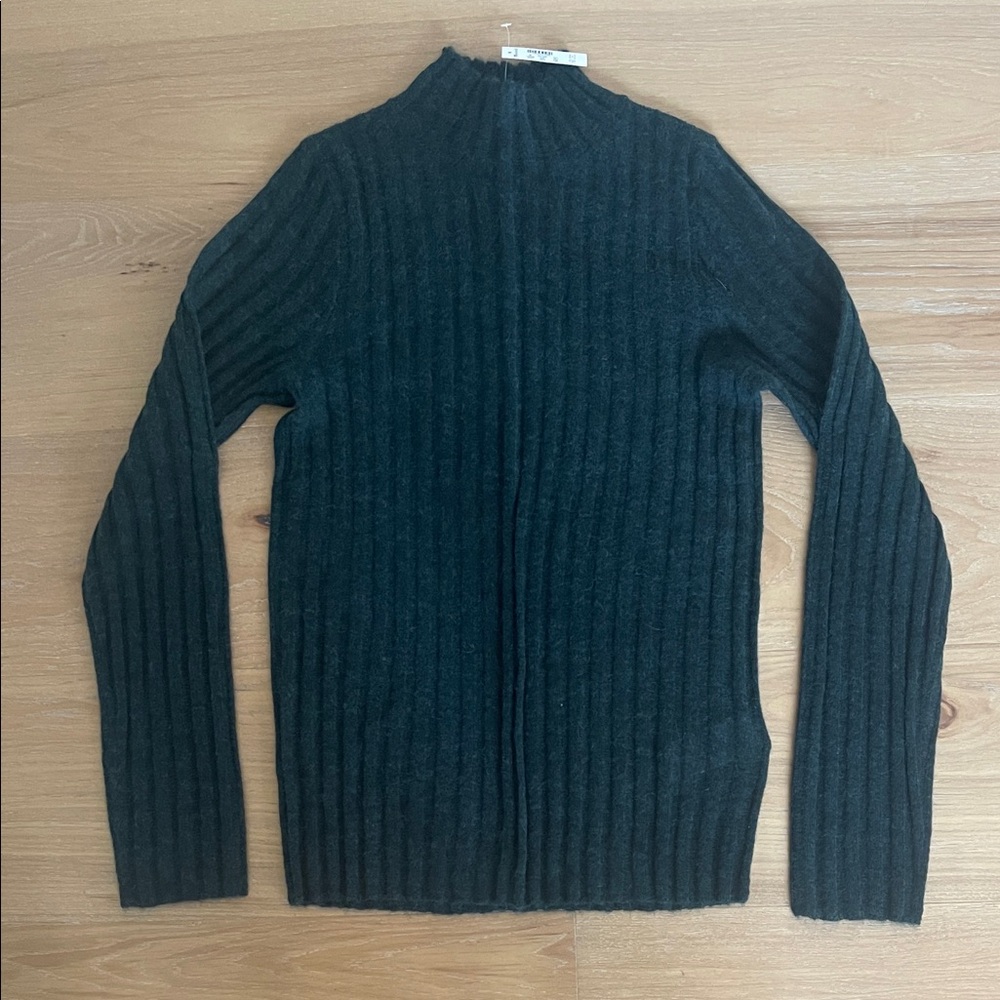 Madewell Dark Green Ribbed Mock Turtleneck Sweater M - Picture 1 of 3